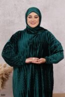 اسدال ثوب صلاة شتوي بليسيه مضغوط فري سايز كود 0525 - زيتي