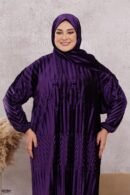 اسدال ثوب صلاة شتوي بليسيه مضغوط فري سايز كود 0525 - بنفسجي