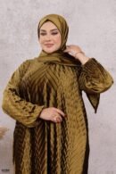اسدال ثوب صلاة شتوي بليسيه فري سايز كود 0526 - اخضر لامع