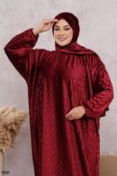 اسدال ثوب صلاة شتوي بليسيه فري سايز كود 0526 - عنابي