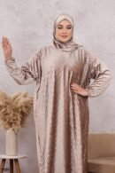 اسدال ثوب صلاة شتوي بليسيه فري سايز كود 0526 - بيج