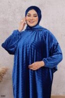 اسدال ثوب صلاة شتوي بليسيه عادي فري سايز كود 0527 - ازرق