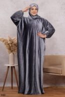 اسدال ثوب صلاة شتوي بليسيه عادي فري سايز كود 0527 - رمادي
