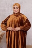 اسدال ثوب صلاة شتوي بليسيه عادي فري سايز كود 0527 - بني