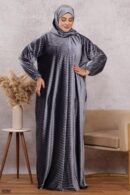 اسدال ثوب صلاة شتوي بليسيه عادي فري سايز كود 0527 - رمادي