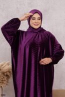 اسدال ثوب صلاة شتوي بليسيه عادي فري سايز كود 0527 - بنفسجي