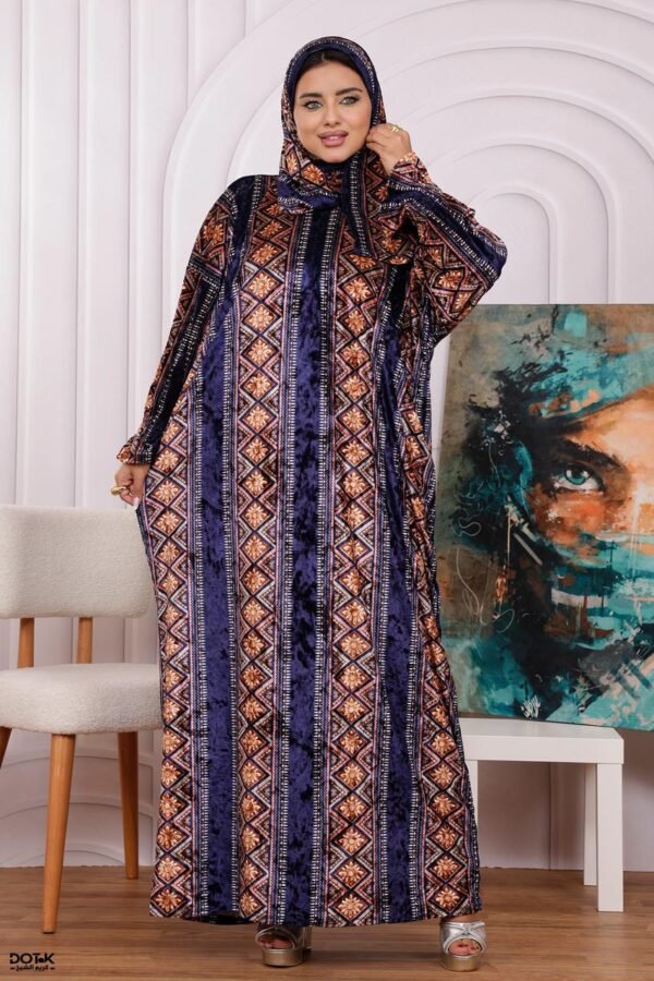 اسدال ثوب صلاة مخمل خفيف فري سايز كود 0536 - كحلي