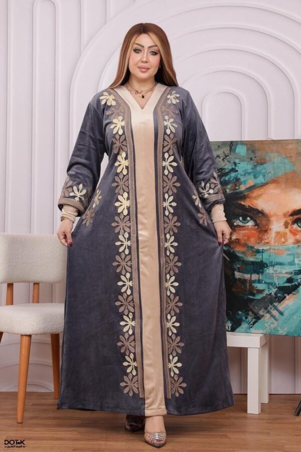 موديل مخمل شتوي بجيوب كود 0511 - رمادي