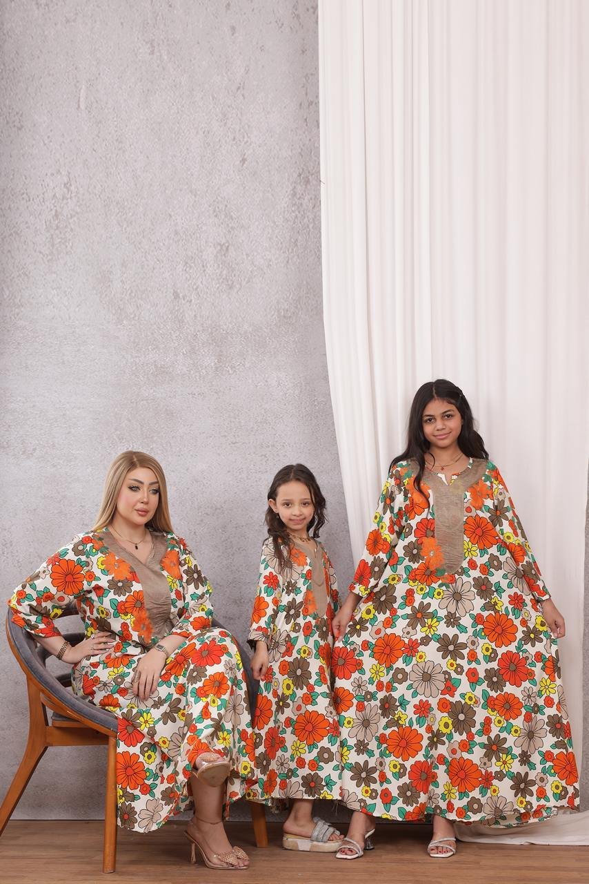 موديل صيفي كلوش ميدي كود 0616 - اورانج - الصورة 5